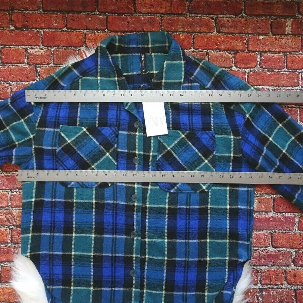 NWT Zara Women's Oversized Plaid Overshirt Top Wool Blend LS Made in Spain XS - Picture 9 of 12